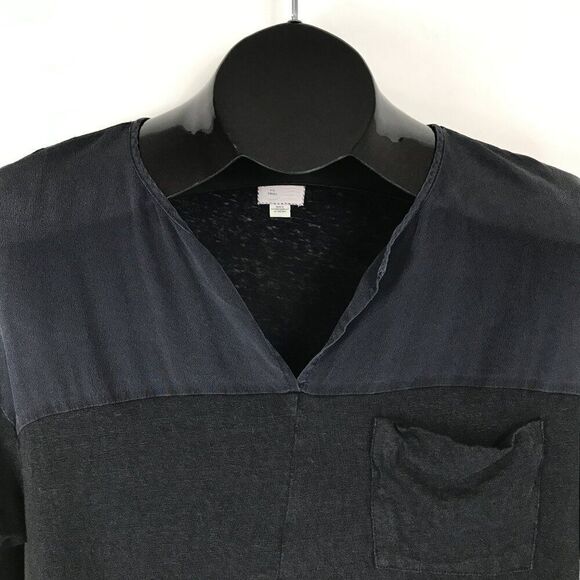 Anthropologie Postmark Linen Silk Pocket Tee Women's Size Small Black 9-H15 STCL - Picture 2 of 10
